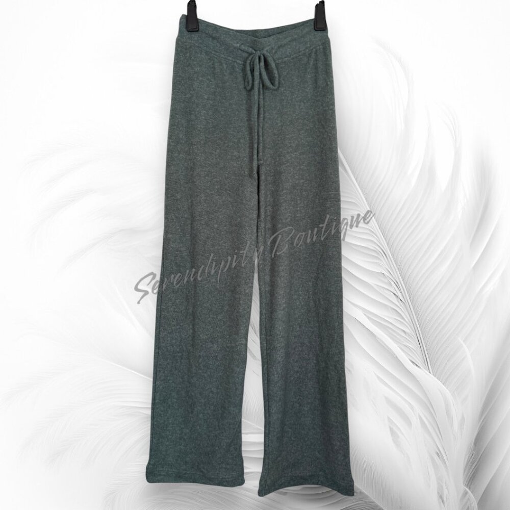 Zenana Uber Soft Lightweight Fleece Ash Jade High Rise Wide Leg Cozy Lounge  Pan - Picture 5 of 13